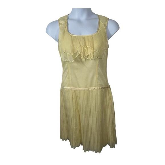 WD.NY Yellow Silk 20s Inspired Sleeveless Flapper Midi Dress Size 8 - Picture 2 of 12